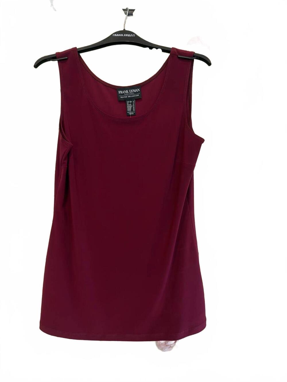 NEW FRANK LYMAN women's scoopneck sleeveless top in pomegranate